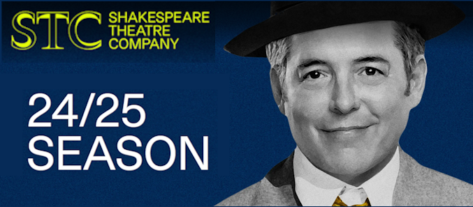 Shakespeare Theatre Company logo with 2024-2025 season promo photo of Matthew Broderick